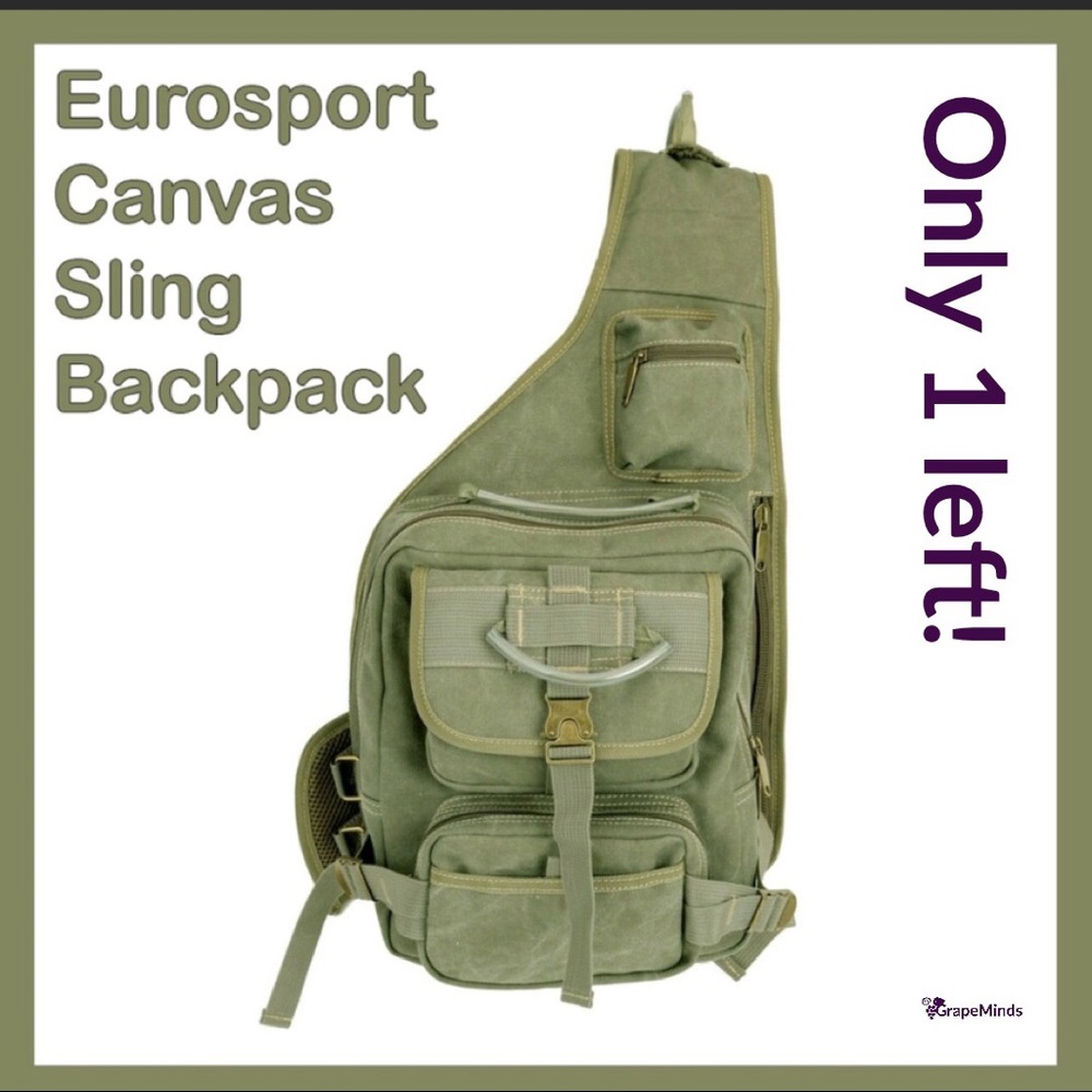 HP! Olive Green Eurosport Canvas Sling Backpack